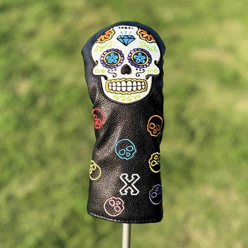 Golf Club head cover with Sugar Skull Design & Mexican Sugar Skull Pattern - Heavy-Duty Protective Cover, Scratch-Resistant