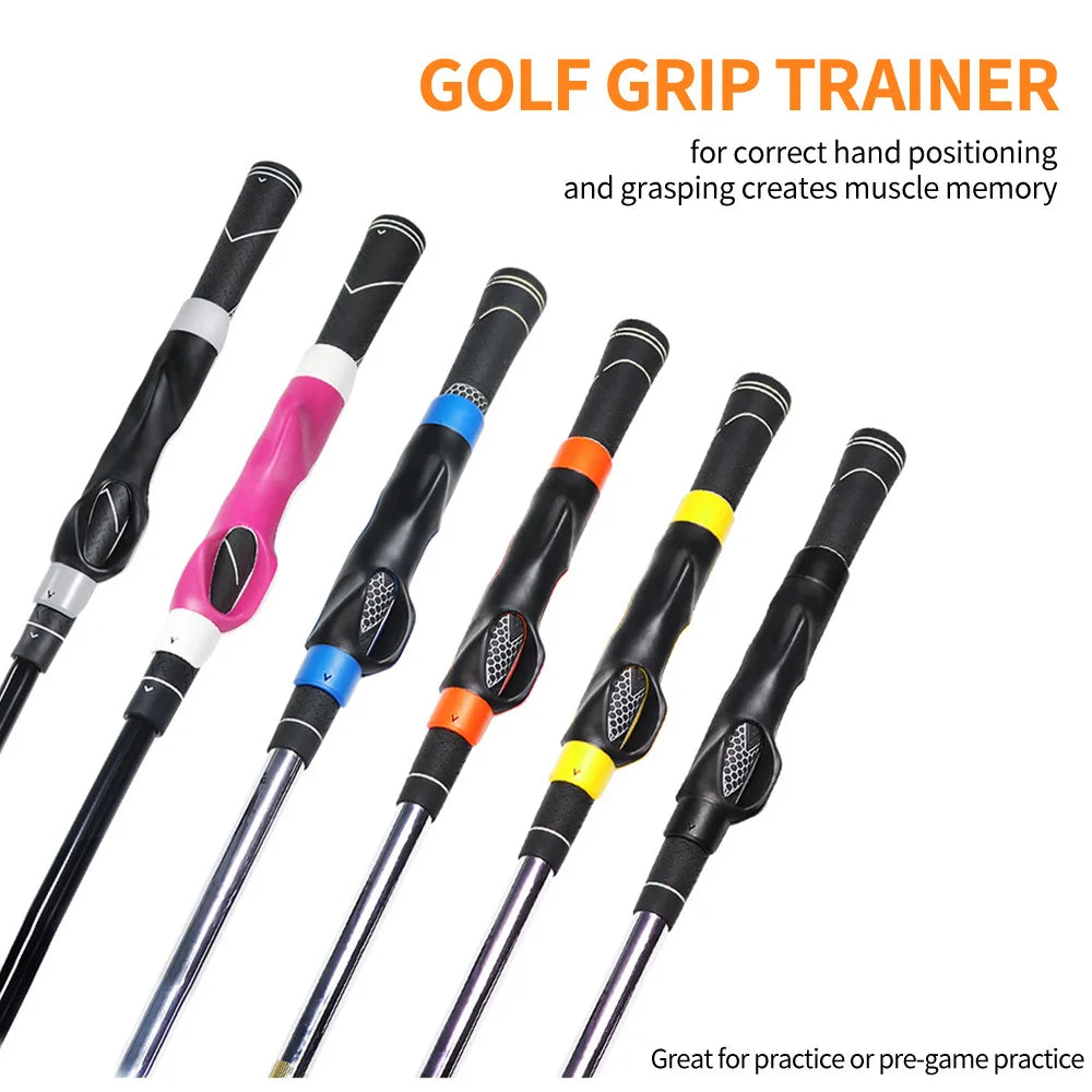 Golf Grip Trainer Posture Correction Aid Practice Golf Swing Trainer Plastic Orange Blue Black 6.1*1in 22g 0.8oz 1 Piece