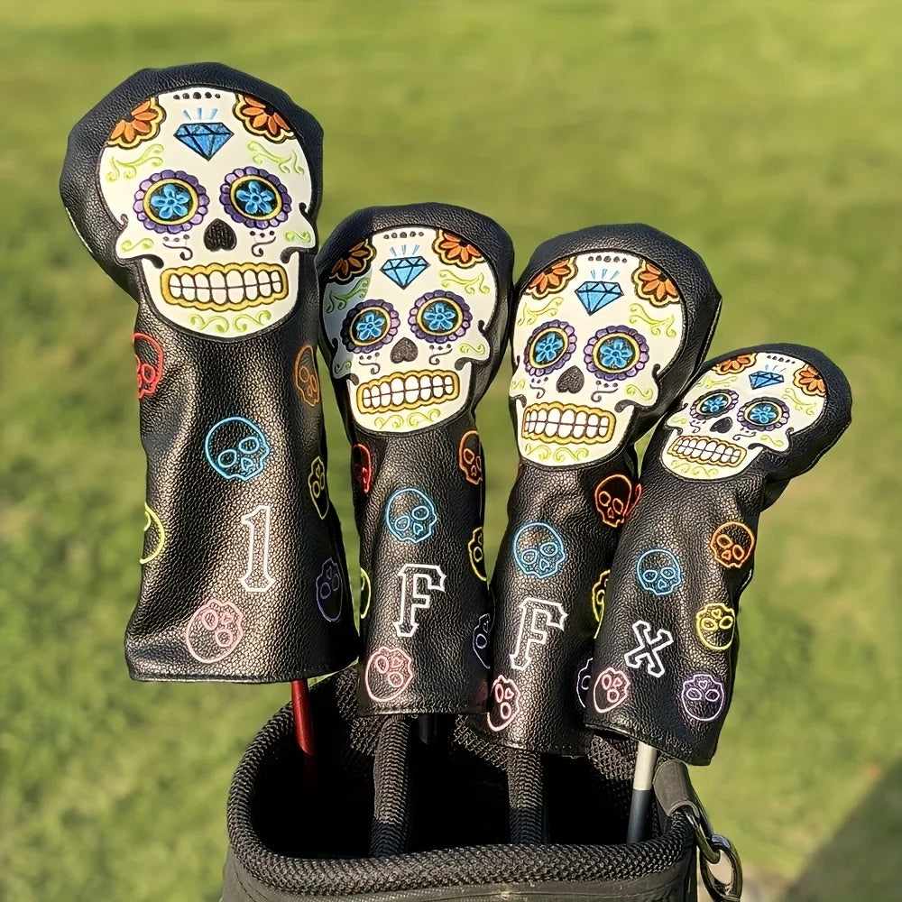 Golf Club head cover with Sugar Skull Design & Mexican Sugar Skull Pattern - Heavy-Duty Protective Cover, Scratch-Resistant