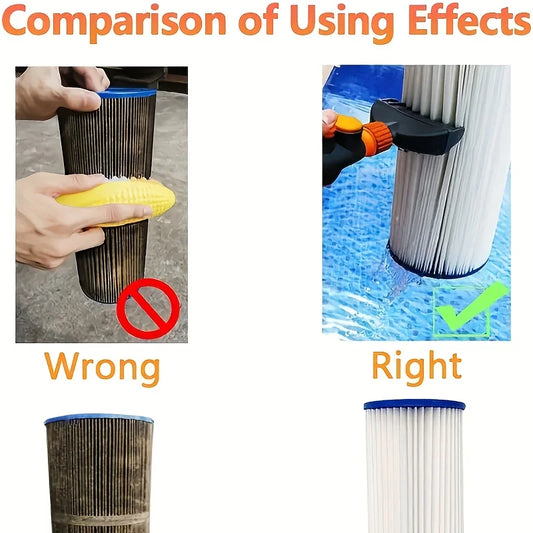 Portable Pool Filter Cleaning Brush with Ergonomic Orange Grip, Durable Plastic Handle for Easy Maintenance & Swimming Pool Care