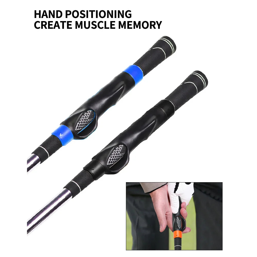 Golf Grip Trainer Posture Correction Aid Practice Golf Swing Trainer Plastic Orange Blue Black 6.1*1in 22g 0.8oz 1 Piece