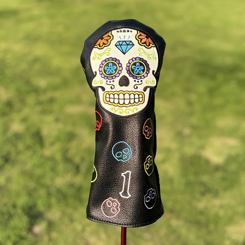 Golf Club head cover with Sugar Skull Design & Mexican Sugar Skull Pattern - Heavy-Duty Protective Cover, Scratch-Resistant