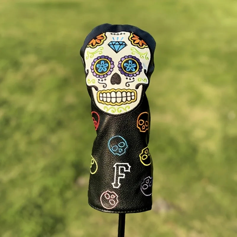 Golf Club head cover with Sugar Skull Design & Mexican Sugar Skull Pattern - Heavy-Duty Protective Cover, Scratch-Resistant